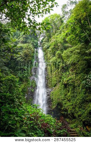 Melanting Waterfall Landscape  In Munduk, Bali, Indonesia