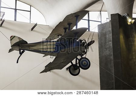 Milan, Italy - May 19, 2018: This Is An Exhibit Of The Museum Of Science And Technology - An Aircraf