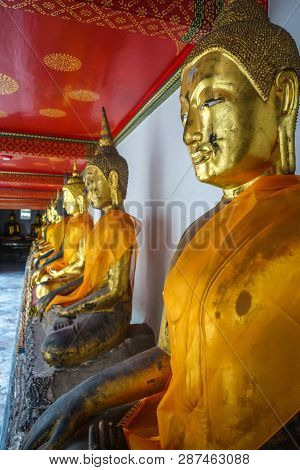 Buddha Statues In Wat Pho Buddhist Temple, Bangkok, Thailand