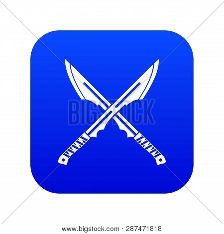 Japanese Tanto Daggers Icon Digital Blue For Any Design Isolated On White Illustration
