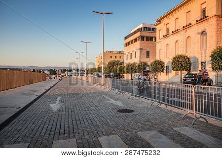 Zadar, Croatia - July 14, 2017: The Embankment Of The City Of Zadar On A Sunny Summer Day. Zadar, On
