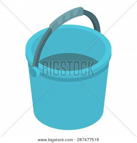 Blue Plastic Bucket Icon. Isometric Of Blue Plastic Bucket Icon For Web Design Isolated On White Bac