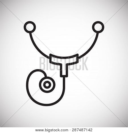 Sthetoscope Line Icon On Background For Graphic And Web Design. Simple Vector Sign. Internet Concept