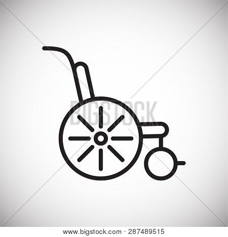 Wheel Chair Line Icon On Background For Graphic And Web Design. Simple Vector Sign. Internet Concept