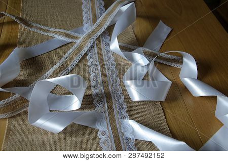 White And Lace Band For The Wedding Decoration, Detail