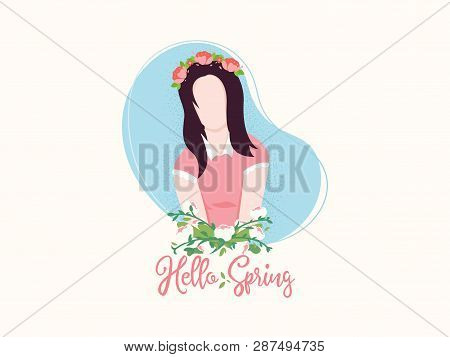 Feminine Concept Illustration. Beautiful Women With Flower And Leaf. Portrait Of Young Beautiful Wom