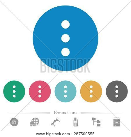 More Options Flat White Icons On Round Color Backgrounds. 6 Bonus Icons Included.