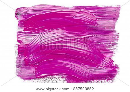 Abstraction For Background, Rectangular Pattern With Purple Paint On White Isolated Background. Hori