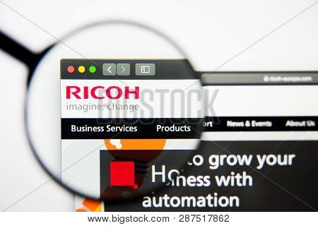 Los Angeles, California, Usa - 28 February 2019: Ricoh Website Homepage. Ricoh Logo Visible On Displ
