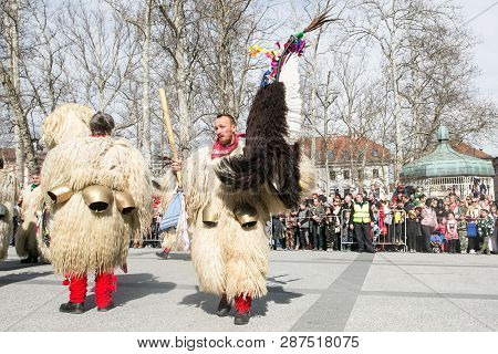 Ljubljana, Slovenia / Slovenia - February 02 2019: Carnival In Slovenia With Some Traditional Sloven