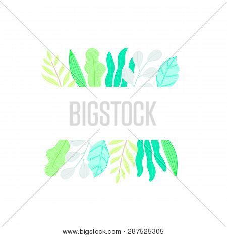 Rectangular Frame Decorated Different Leaves In Flat Style. Plase For Taxt. Simple Shapes. Nature El