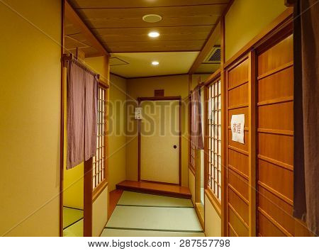 Akita, Japan - May 17, 2017. Interior Of Luxury Restaurant (ryokan) In Akita, Japan. Akita Is A Larg