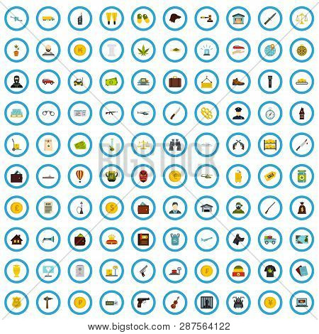 100 Contraband Icons Set In Flat Style For Any Design Vector Illustration
