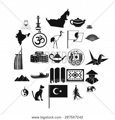 Oriental Icons Set. Simple Set Of 25 Oriental Vector Icons For Web Isolated On White Background