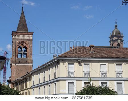 Monza, Lombardy, Italy: Cityscape With Belfry Of Santa Maria In Strada, Medieval Church