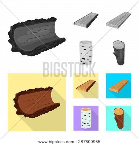 Isolated Object Of Tree   And Raw  Icon. Set Of Tree   And Construction Vector Icon For Stock.