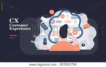 Technology 3 -cx Customer Experience - Modern Flat Vector Concept Digital Illustration Of User Or Cu