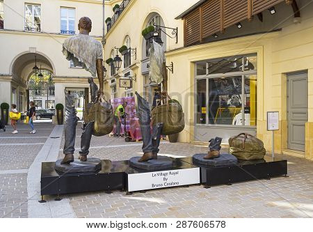 Paris, France - September 3, 2018: Street Exposure Of The Artworks Of Bruno Catalano On The Parisian
