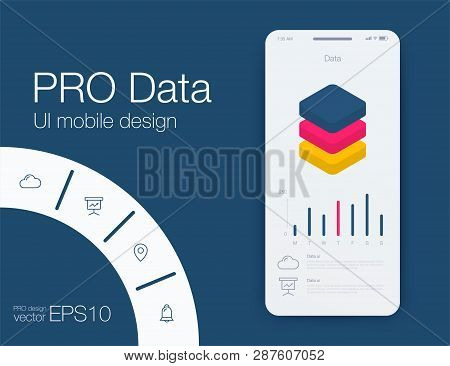 Mobile Phone Application For Analytics. Stock Vector
