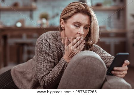 Woman Feeling Emotional After Seeing Message From Husband
