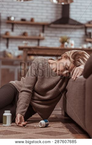 Woman Falling Asleep After Taking Huge Amount Of Medication