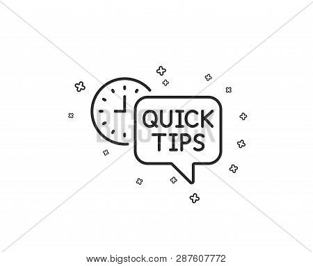 Quick Tips Line Icon. Helpful Tricks Sign. Tutorials Symbol. Geometric Shapes. Random Cross Elements