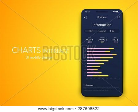 Mobile Phone Application For Analytics. Stock Vector