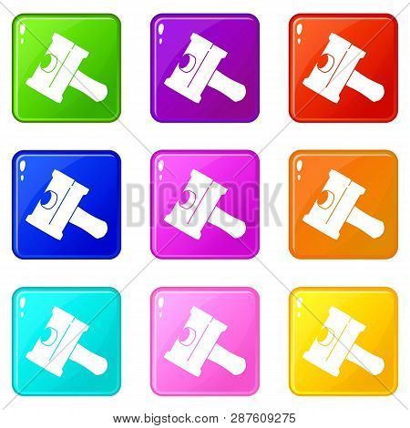 Big Sledgehammer Icons Set 9 Color Collection Isolated On White For Any Design