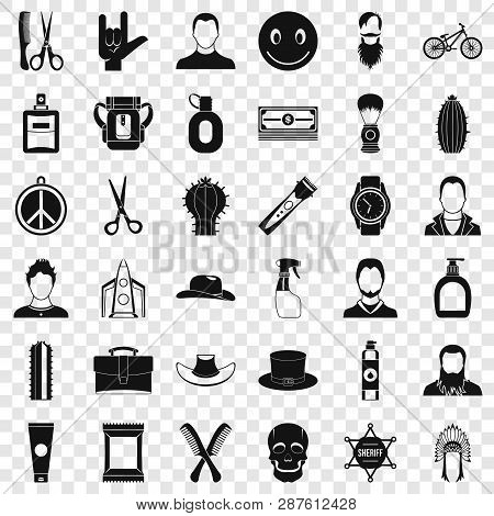 Hairdresser Icons Set. Simple Style Of 36 Hairdresser Vector Icons For Web For Any Design
