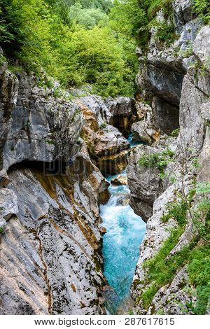 Velika Korita Or Great Canyon Of Soca River, Bovec, Slovenia.
