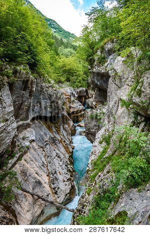 Velika Korita Or Great Canyon Of Soca River, Bovec, Slovenia.