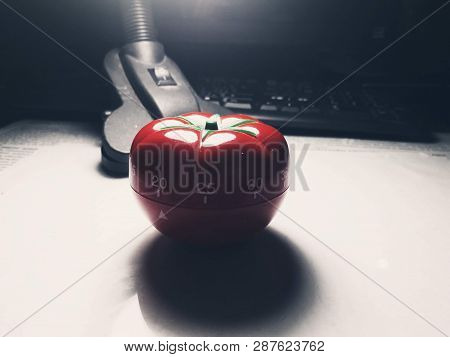 Red Tomato Shaped Kitchen And Pomodoro Timer.