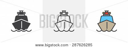 Ship Boat Icon. Line, Glyph And Filled Outline Colorful Version, Coast Guard Ship Outline And Filled