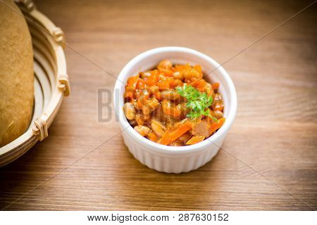 Stewed Diet Beans With Vegetables In A Bowl