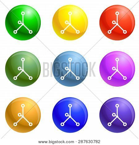 Ionic Bond Icons Vector 9 Color Set Isolated On White Background For Any Web Design