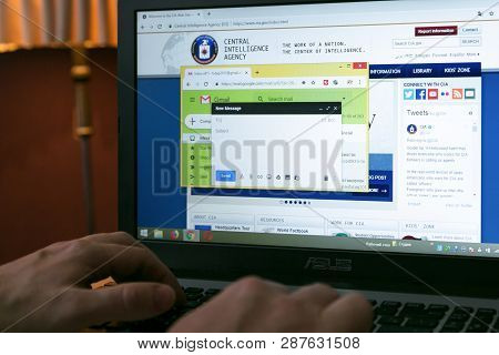 City Yasny, Russia, March 05, 2019 E-mail To The Cia. Editorial. The Man Writes A New Message To The
