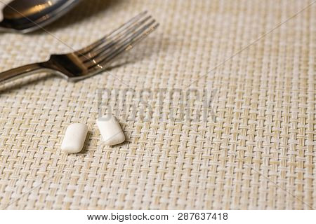 Chewing Gums After Eating To Protect Teeth From Tooth Decay Or Plaque. Sugar Free Oral Hygiene Durin