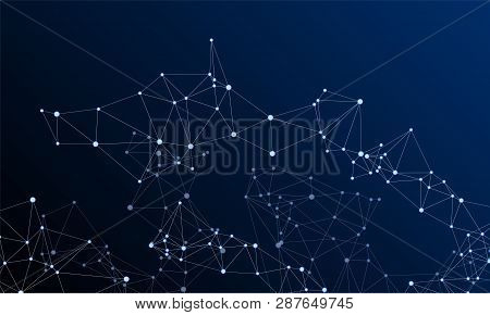 Gometric Plexus Structure Cybernetic Concept. Network Nodes Plexus Dark Blue Background. Molecule, A