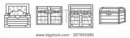 Dower Chest Icons Set. Outline Set Of Dower Chest Vector Icons For Web Design Isolated On White Back