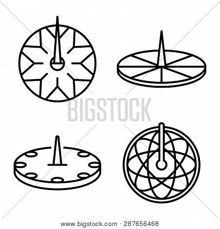 Sundial Icons Set. Outline Set Of Sundial Vector Icons For Web Design Isolated On White Background