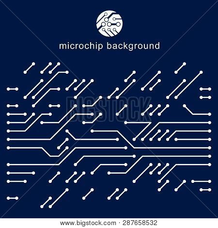 Vector Circuit Board, Digital Technologies Abstraction. Computer Microprocessor Scheme, Futuristic D