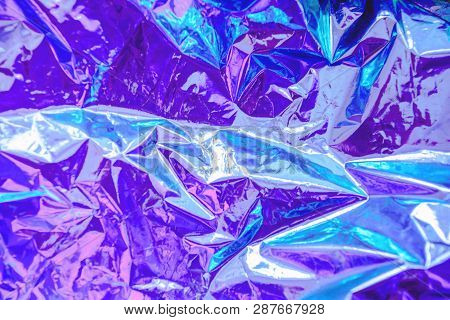 Abstract Modern Bright Colored Holographic Background In 80s Style. Synthwave. Vaporwave Style. Retr