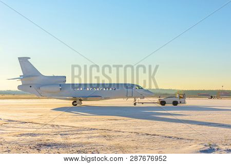 Push Back Of The Airplane After Flight, For Maintenance