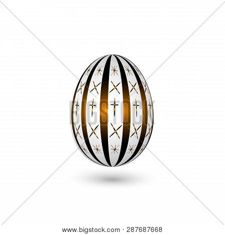 Easter Egg On A White Background. Glow Light Effect. Vector Illustration.
