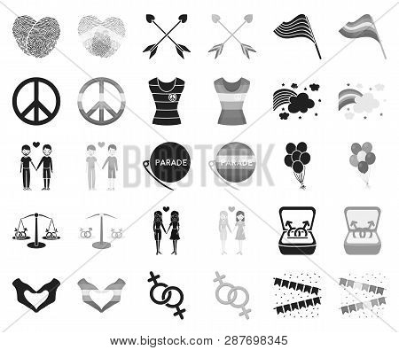 Gay And Lesbian Black, Monochrome Icons In Set Collection For Design.sexual Minority And Attributes 
