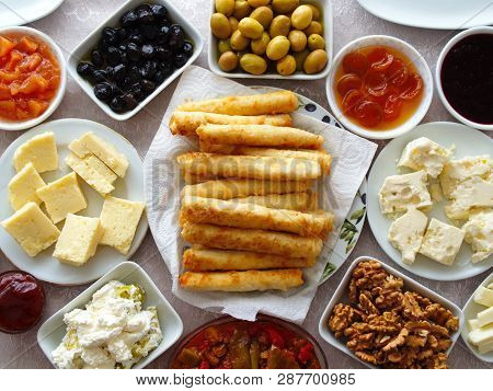 Weekend Breakfast Enjoyment. Brunch Time. Morning Breakfast. Classic Turkish Breakfast