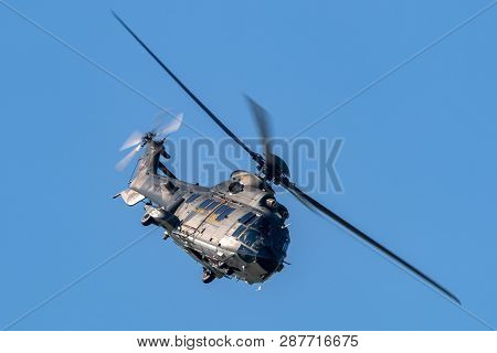 Payerne, Switzerland - August 30, 2014: Swiss Air Force Aerospatiale As532 (th98) Military Utility H