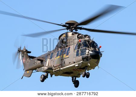 Payerne, Switzerland - August 30, 2014: Swiss Air Force Aerospatiale As532 (th98) Military Utility H
