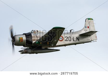 Payerne, Switzerland - August 31, 2014: Former French Air Force Douglas A-1d Skyraider Single Seat A