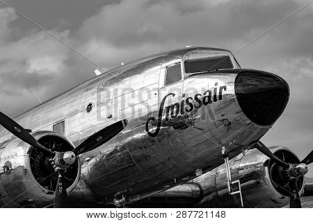 Payerne, Switzerland - September 3, 2014: Douglas Dc-3c Vintage Airliner N431hm.
